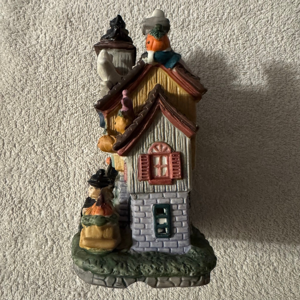 Vintage Halloween Pumpkin Factory Ceramic Village House Haunted Ghost Witch - Picture 4 of 8